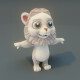 Cartoon White Lion Animated 3D Model - 3DOcean Item for Sale