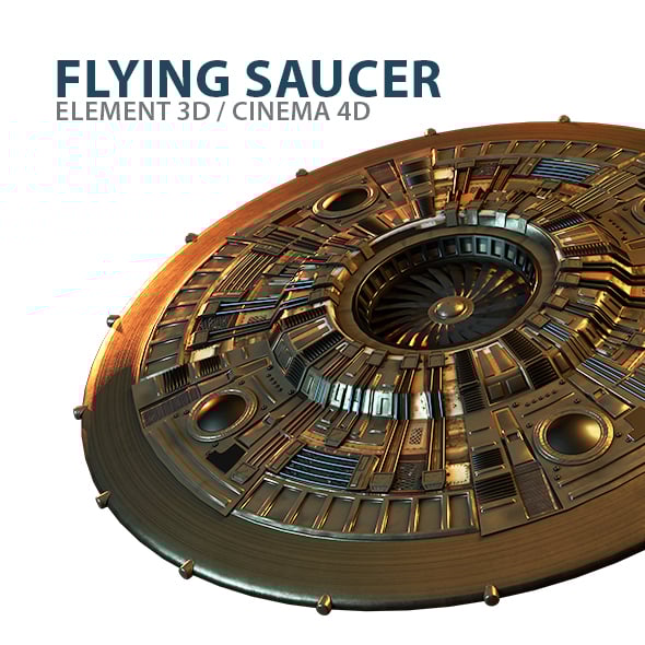 UFO Flying Saucer 3D Model for Element 3D & Cinema 4D