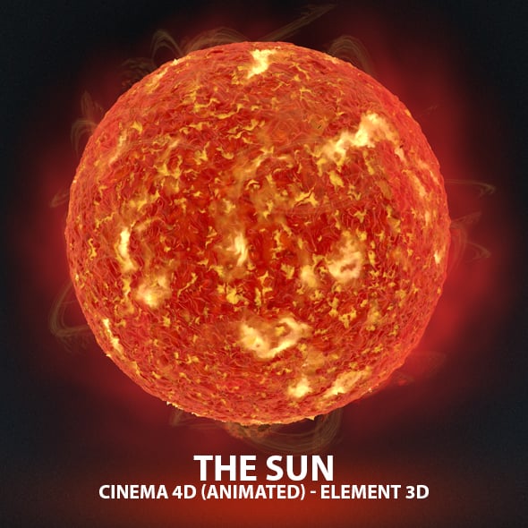 The Sun Animated 3D Model for Cinema 4D & Element 3D