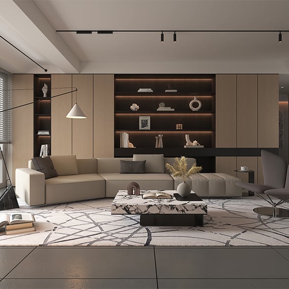 Living Room and Kitchen Scene 5