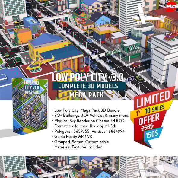 Low Poly City Mega Pack v3.0