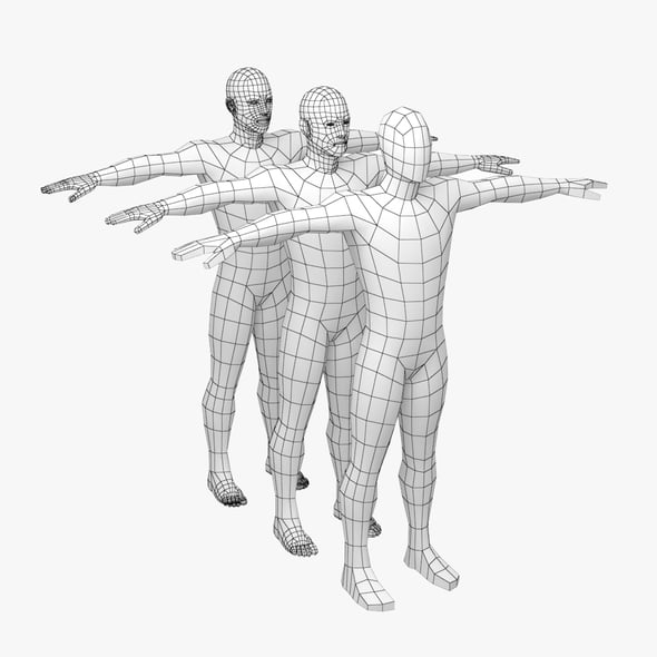 Natural Male Body in T-Pose Base Mesh