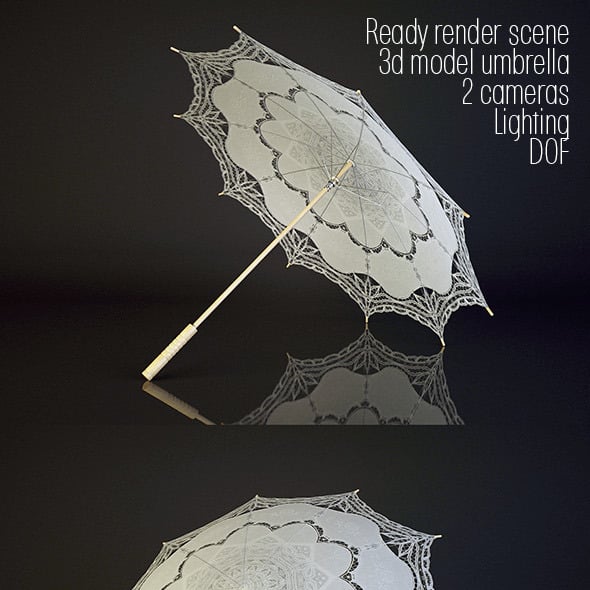 3d model lacy umbrella and render scene