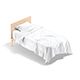 White Wooden Single Bed - Twin Single Bed With Pillow And Mattress - 3DOcean Item for Sale